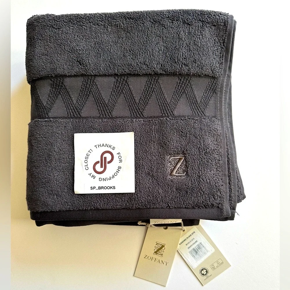 🎁ZOFFANY Hand Towels - Set of 2 - Bone Black - 3D20050HBK - Kanoko Plain Dye